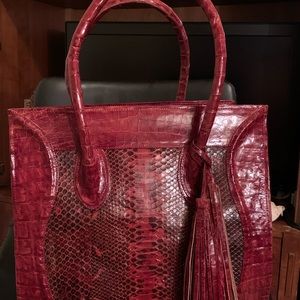 vintage red leather bag